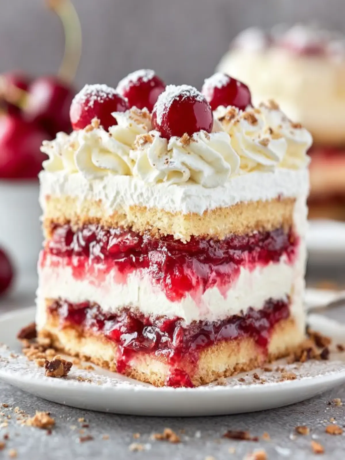 Cherry Cream Layered Cake First Image