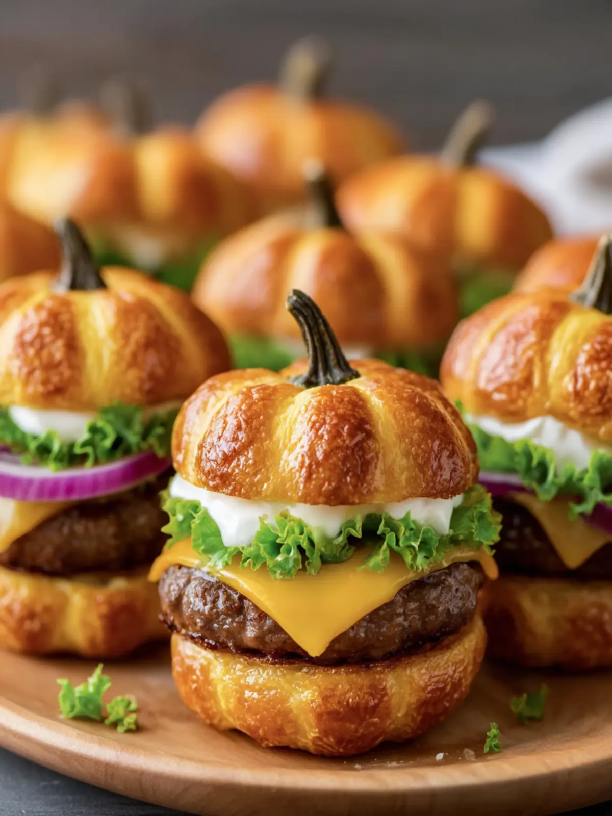 Pumpkin Shaped Slider Burgers First Image