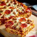 Sausage and Pepperoni Layered Pizza Bake First Image