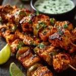 Spicy Honey Jalapeño Chicken Skewers with Cilantro Lime Dip First Image