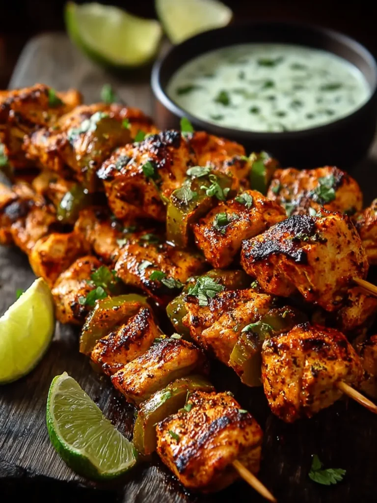 Spicy Honey Jalapeño Chicken Skewers with Cilantro Lime Dip First Image