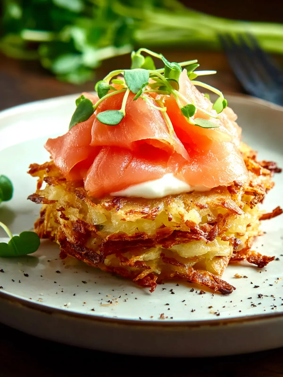 Irresistible Smoked Salmon Potato Rosti Stack Recipe First Image