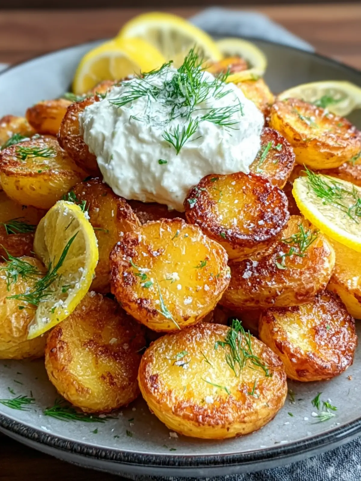 Crispy Lemon Potatoes with Dill Whipped Ricotta Recipe First Image