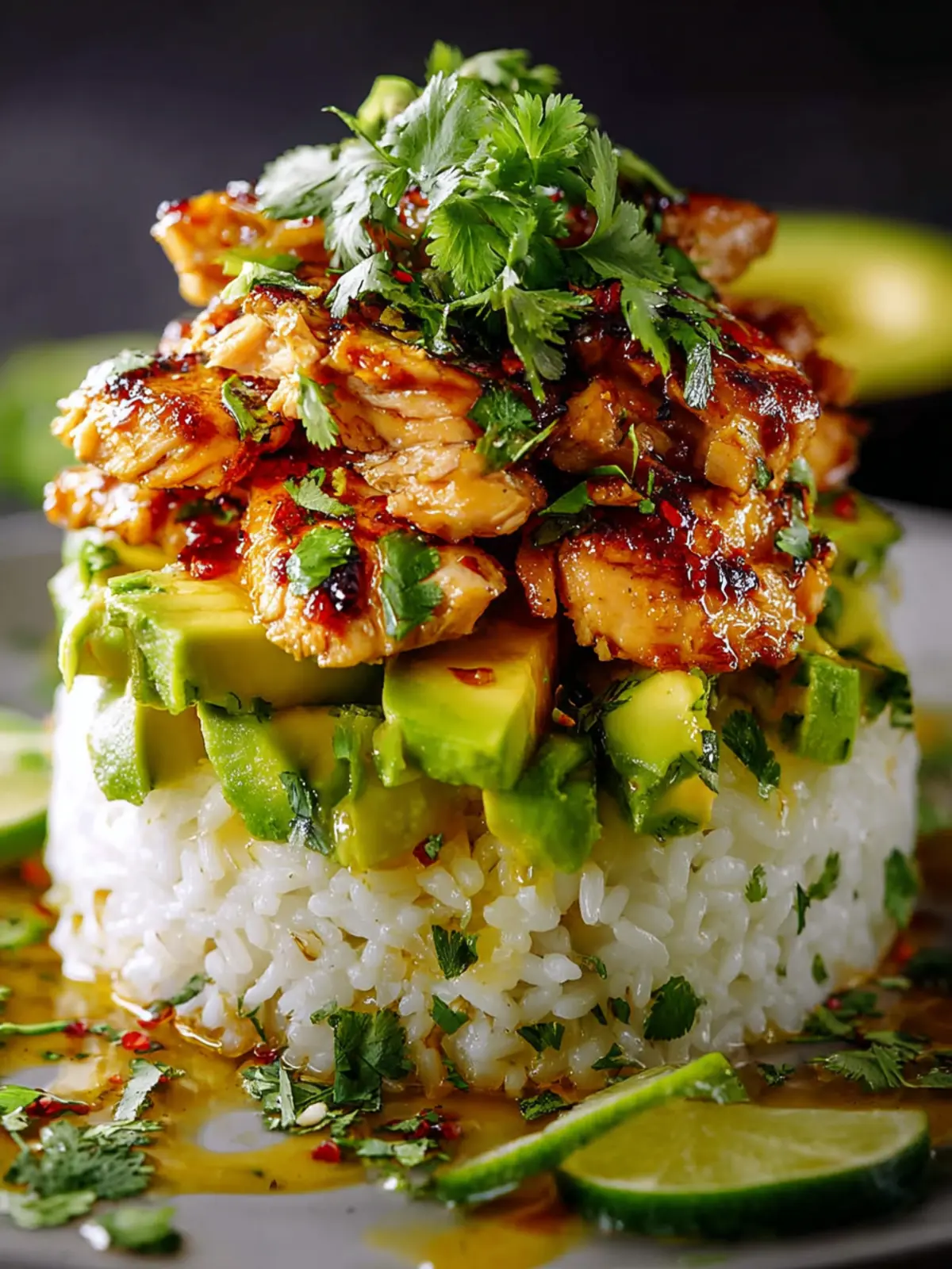Irresistible Honey Lime Chicken & Avocado Rice Stack Recipe First Image