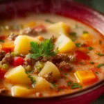 Chunky Ground Beef and Potato Soup First Image