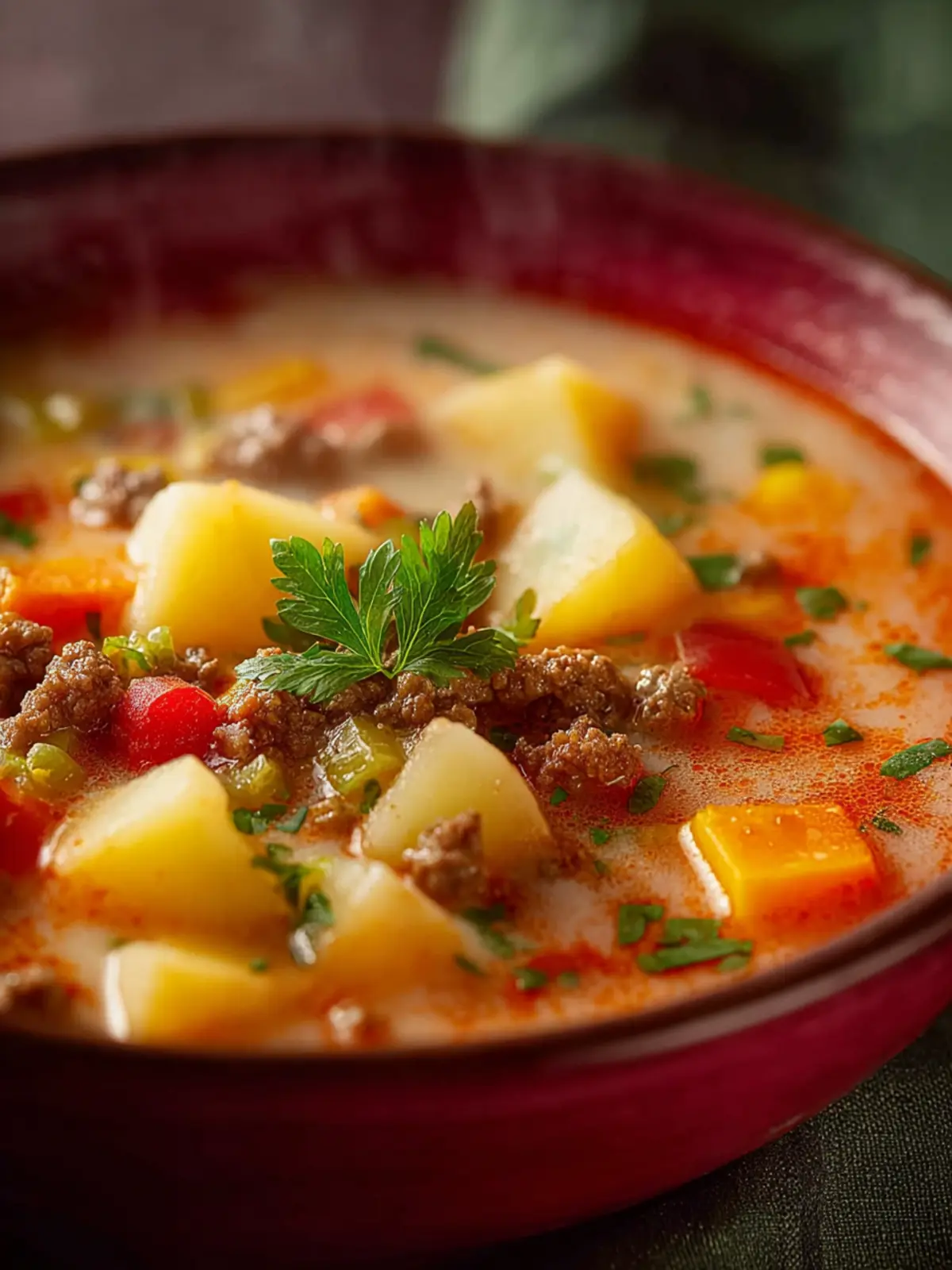 Chunky Ground Beef and Potato Soup First Image