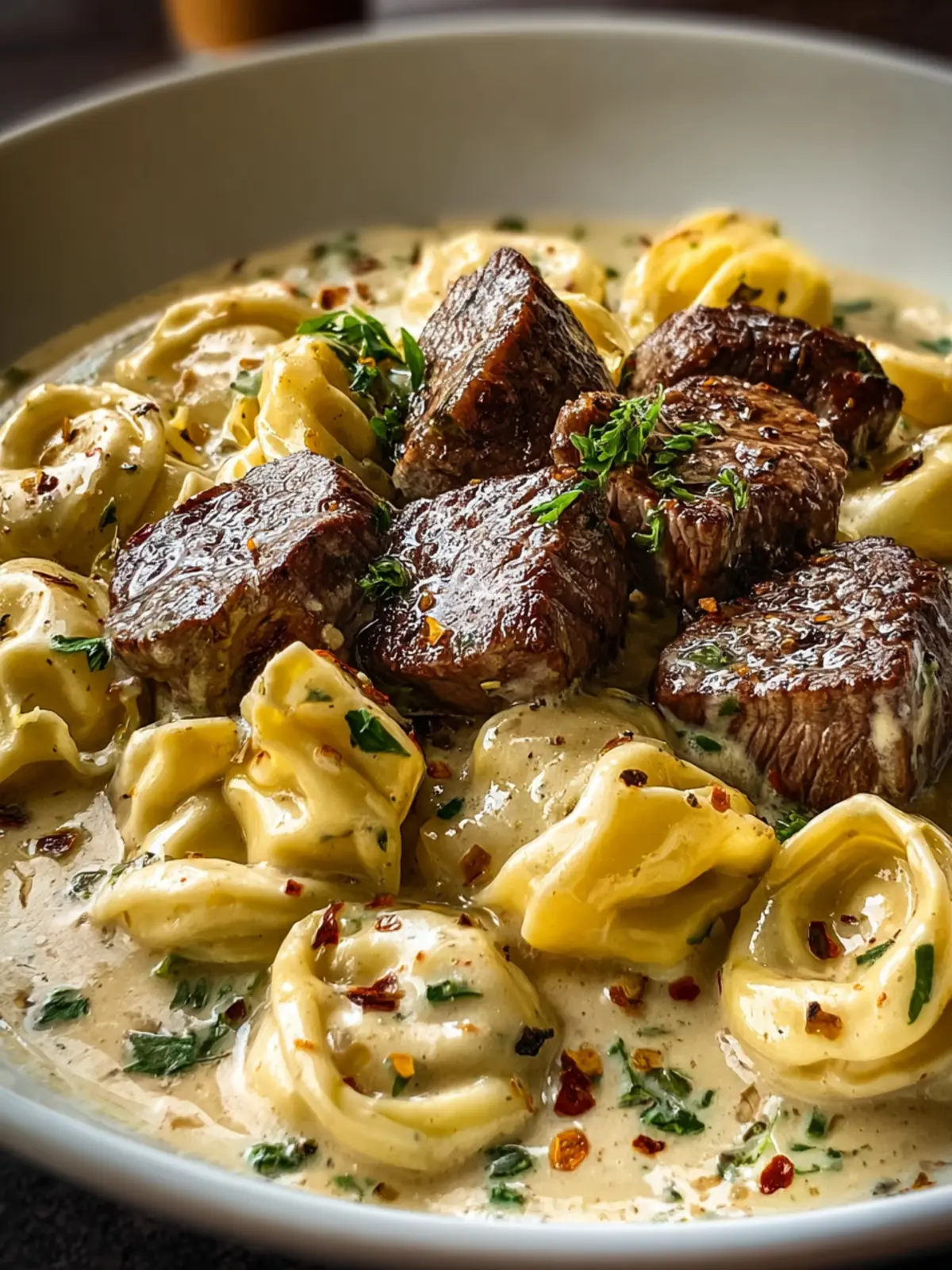 Cracked Garlic Steak Tortellini in Creamhouse Sauce Delight First Image