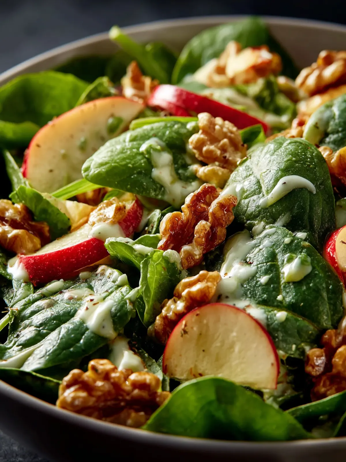 Apple Walnut Spinach Salad with Avocado Dressing First Image