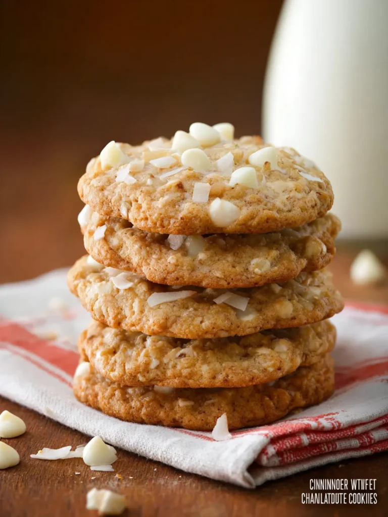 Cinnamon, White Chocolate, and Coconut Oatmeal Cookies First Image