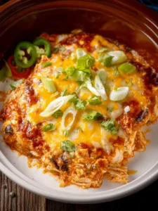 Crock Pot Chicken Enchilada Casserole First Image