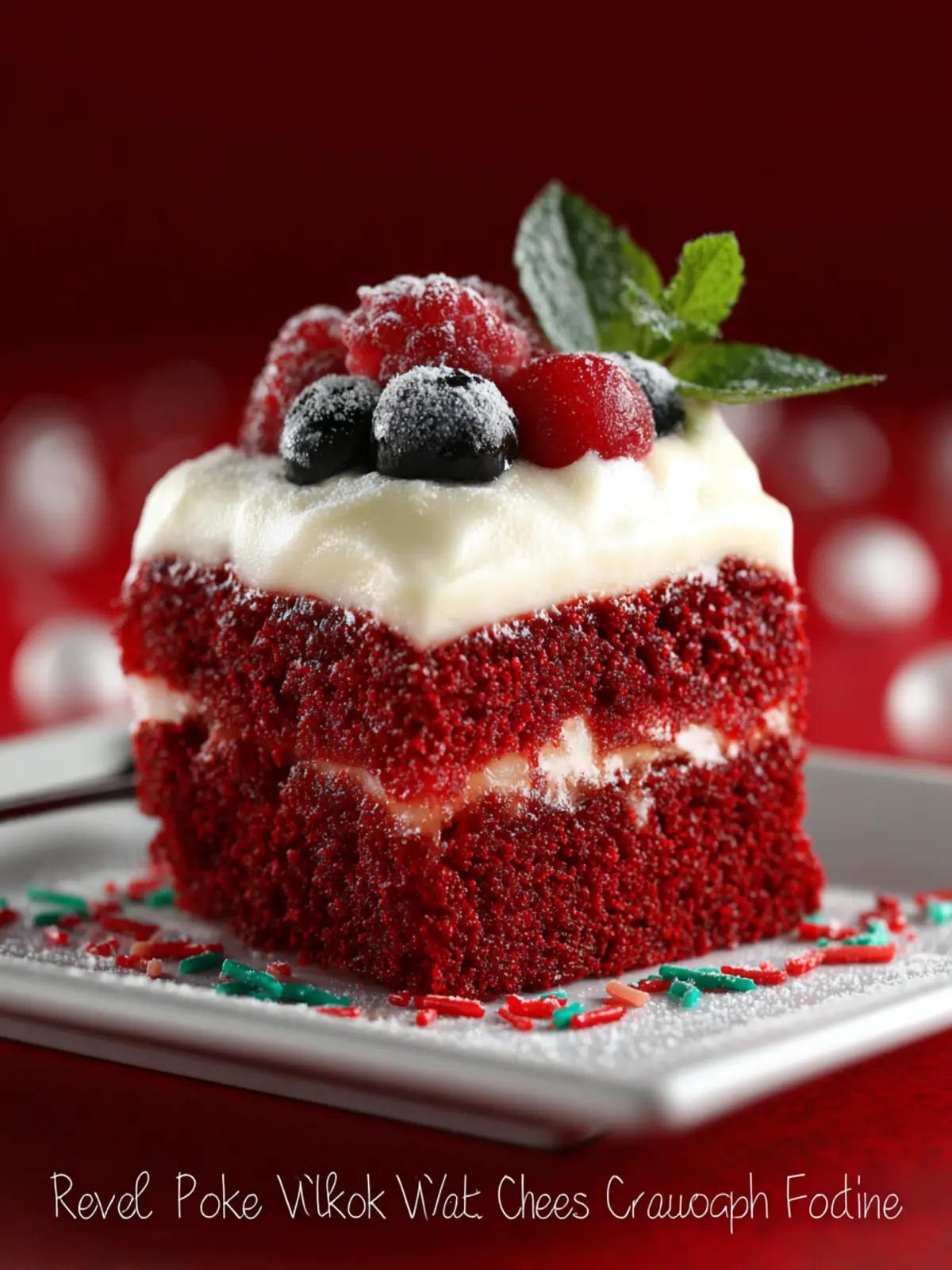 Red Velvet Poke Cake with Cream Cheese Cool Whip Frosting First Image