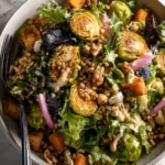 Roasted Brussels Sprout Grain Salad with Maple Tahini Dressing First Image