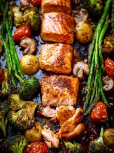 Sheet Pan Balsamic Salmon and Vegetables First Image