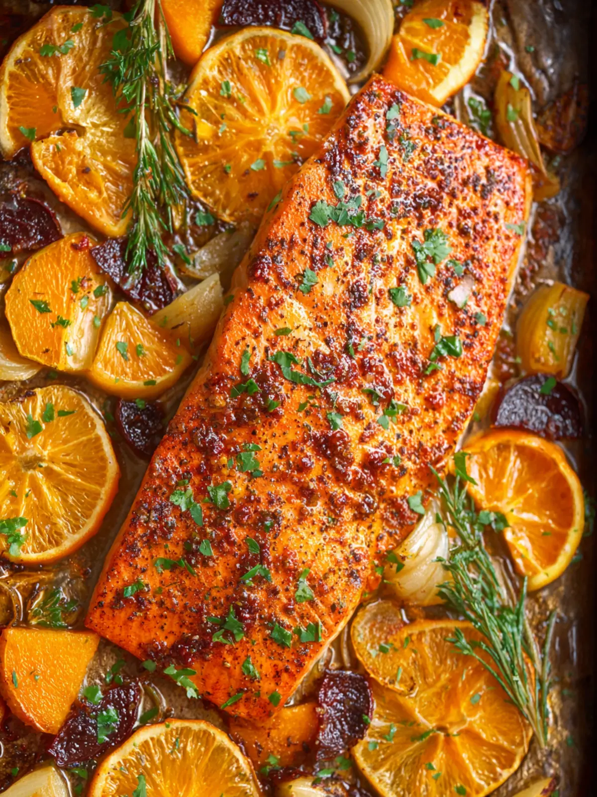 Sheet Pan Orange Chili Salmon First Image